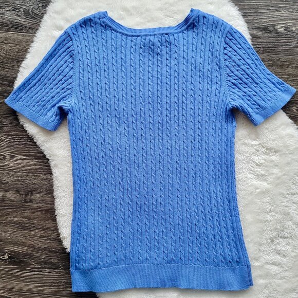 ๐น2/$30๐นTommy Hilfiger ๐ Short Sleeve Cable Knit Sweater in Blue - Picture 5 of 9